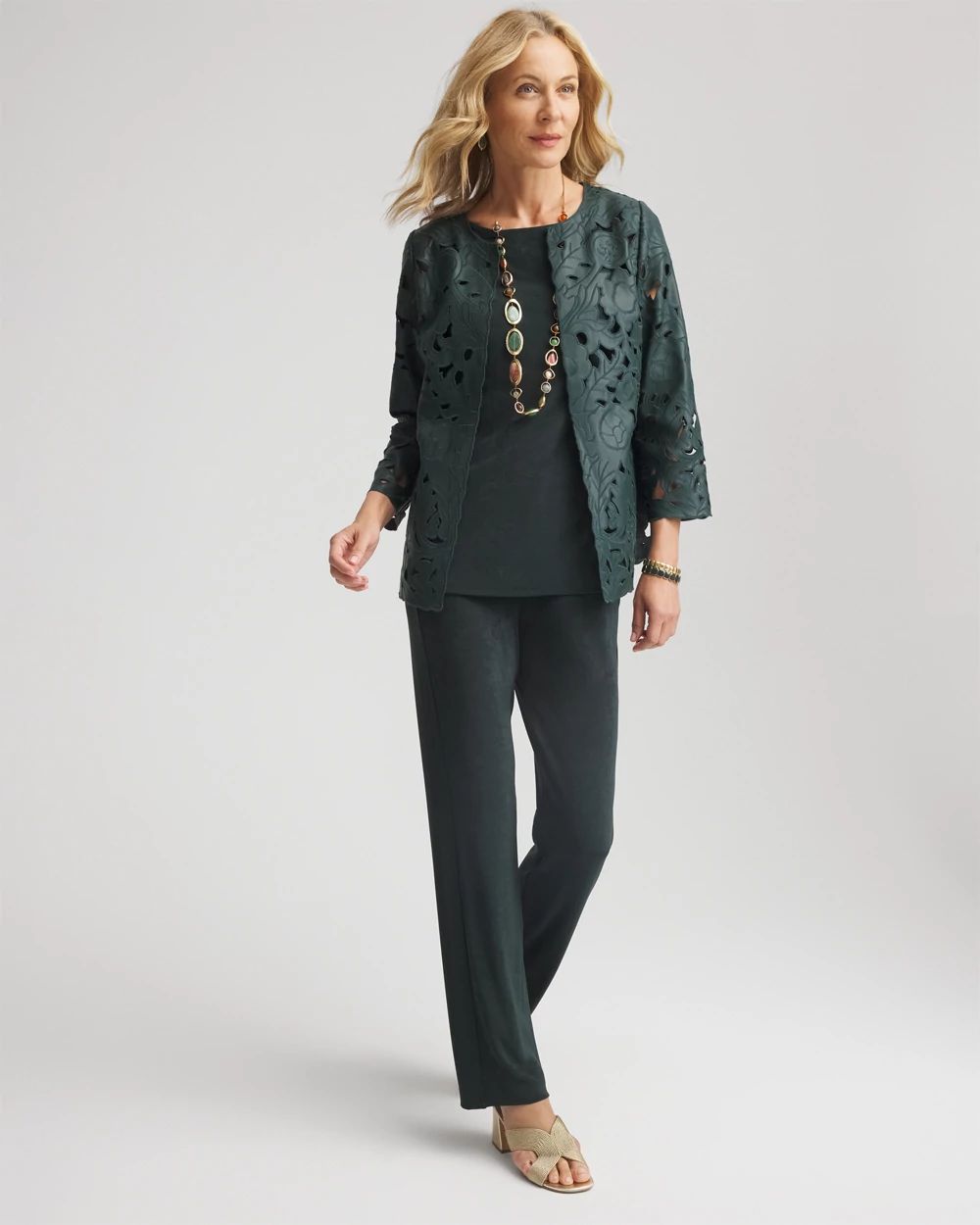Travelers™ Collection Faux Leather Floral Jacket | Chico's